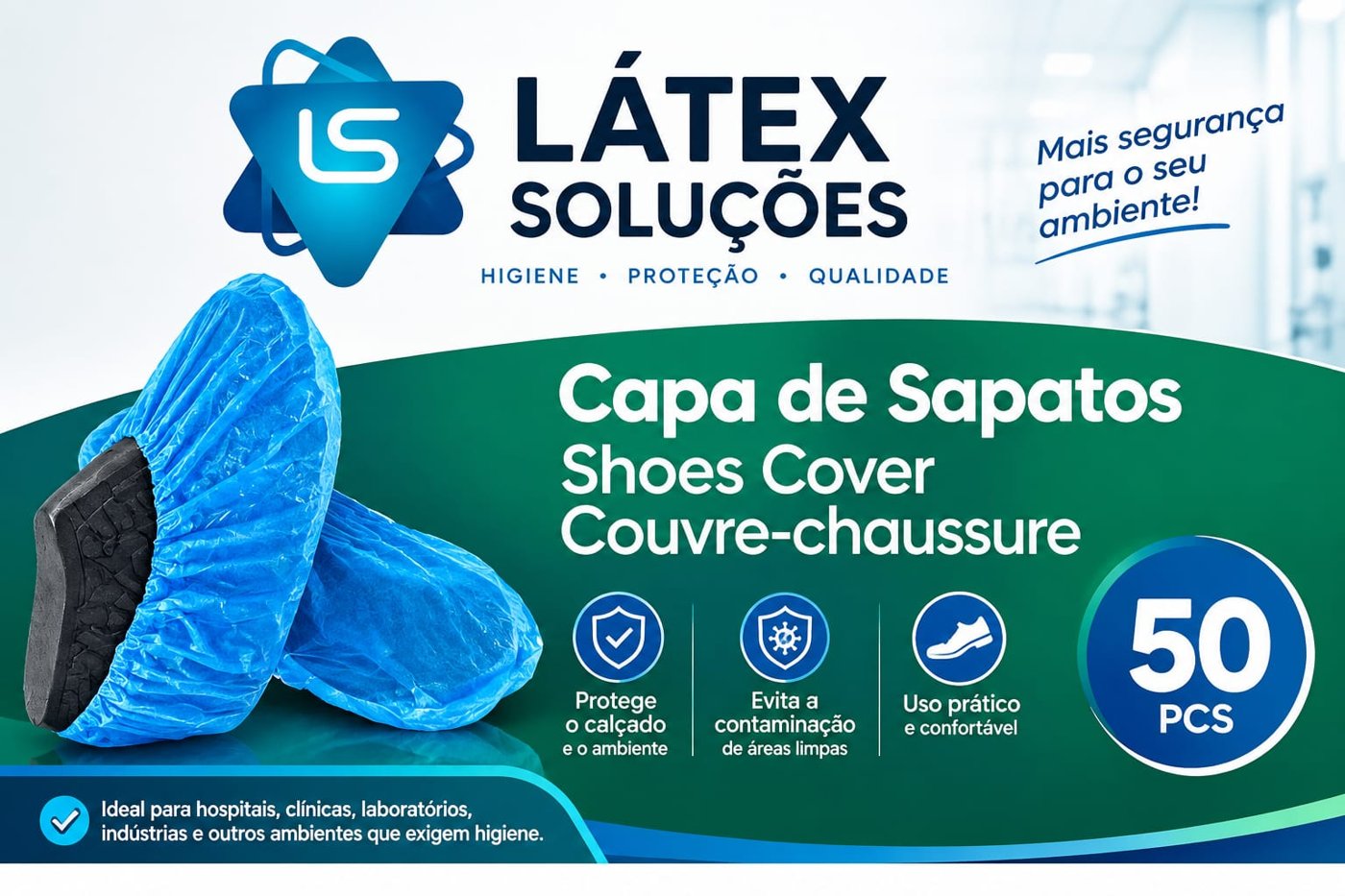 Capa de Sapatos Descartável (Látex Soluções)