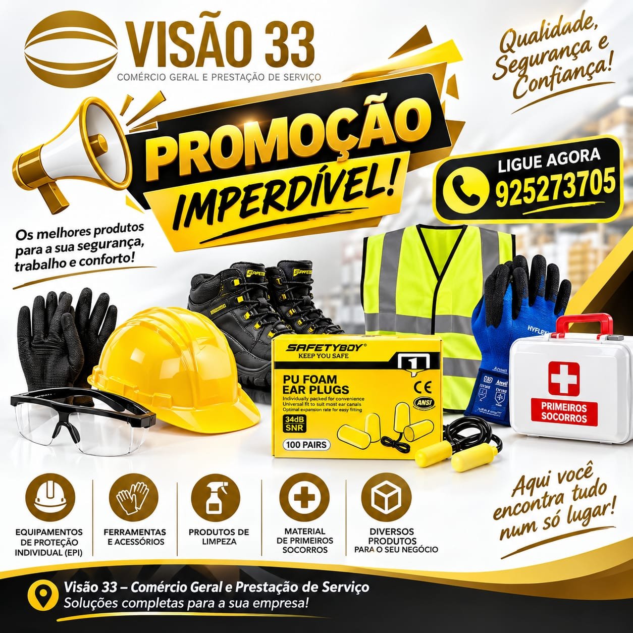 Promoção VISÃO 33 — EPI, ferramentas, limpeza e primeiros socorros